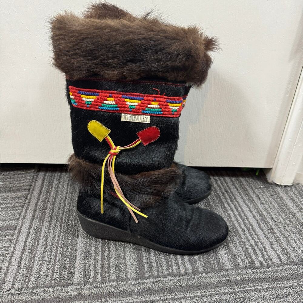 Tecnica Vintage Italian Fur Winter Boots US 8.5-9 EU 38 Insulated Fleece Lined